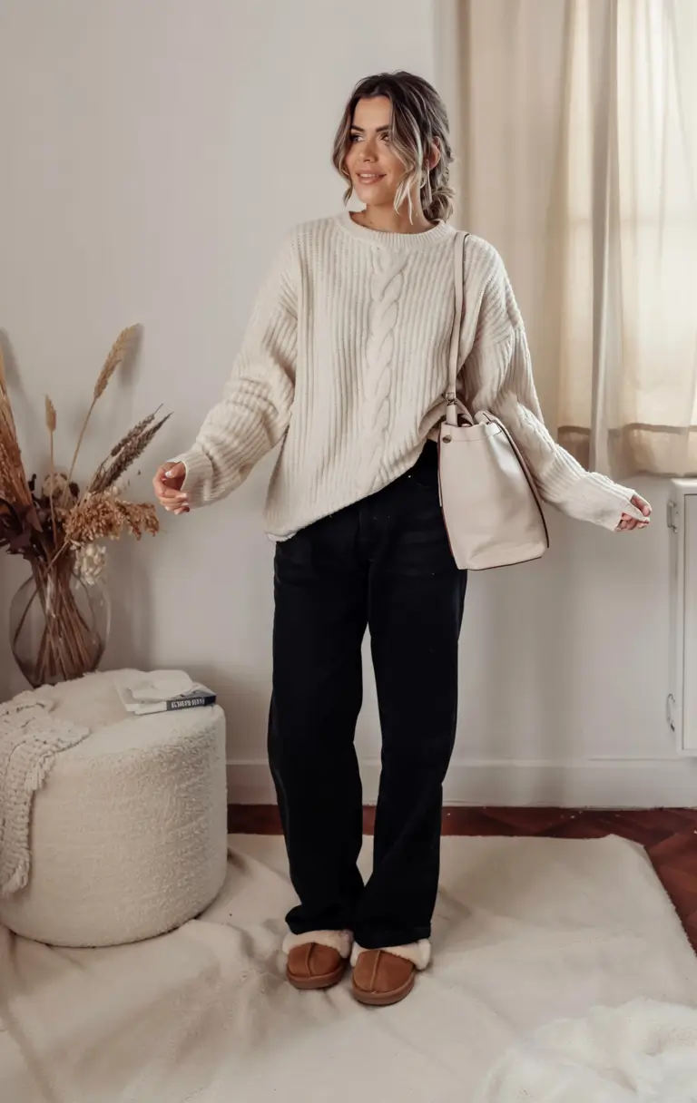 Effortless Creams and Cozy Black Denim