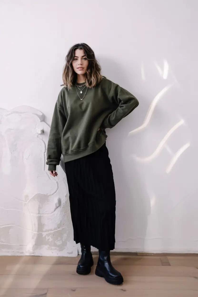 Minimalist Olive and Black Layers