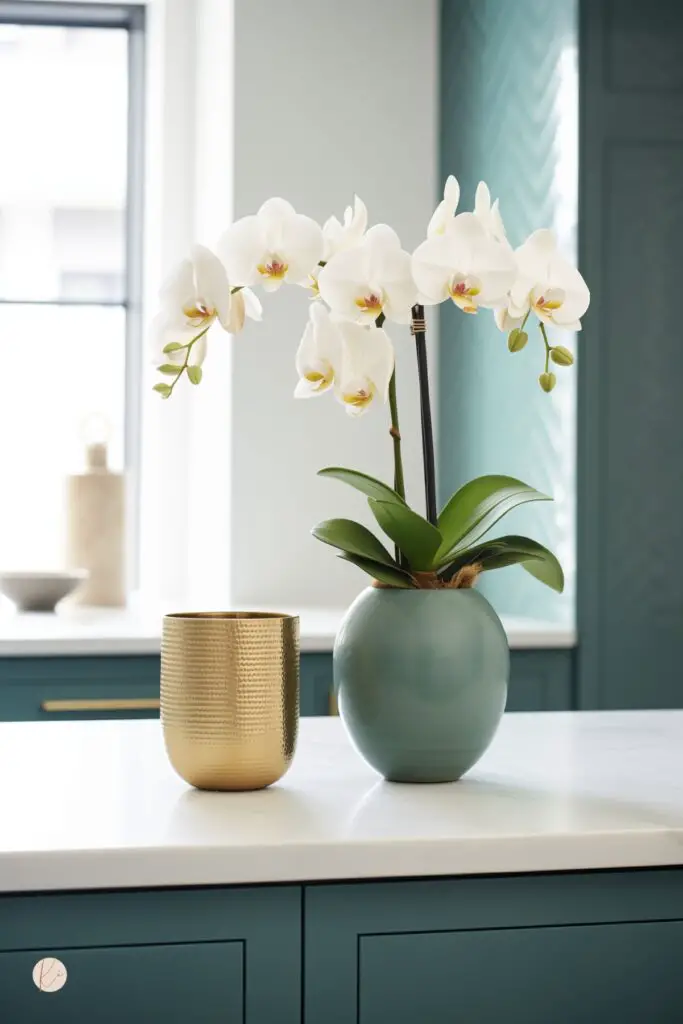 Appeal of Teal and Brass in Kitchen Design