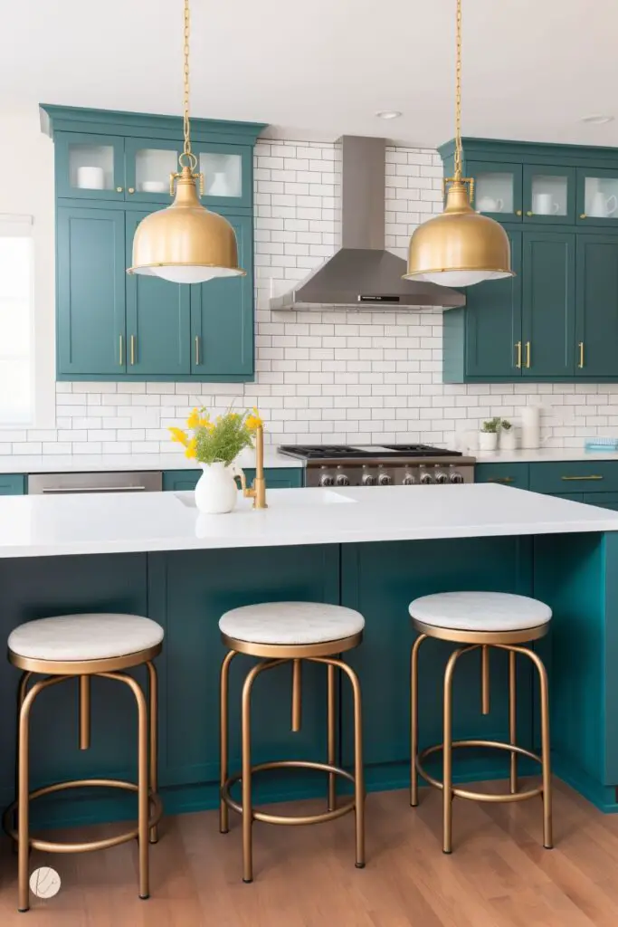 Teal and Brass Kitchen