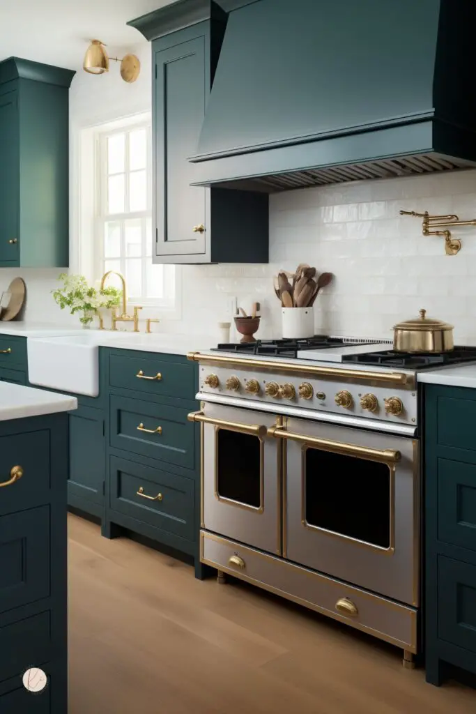 Gallery of Teal and Brass Kitchens