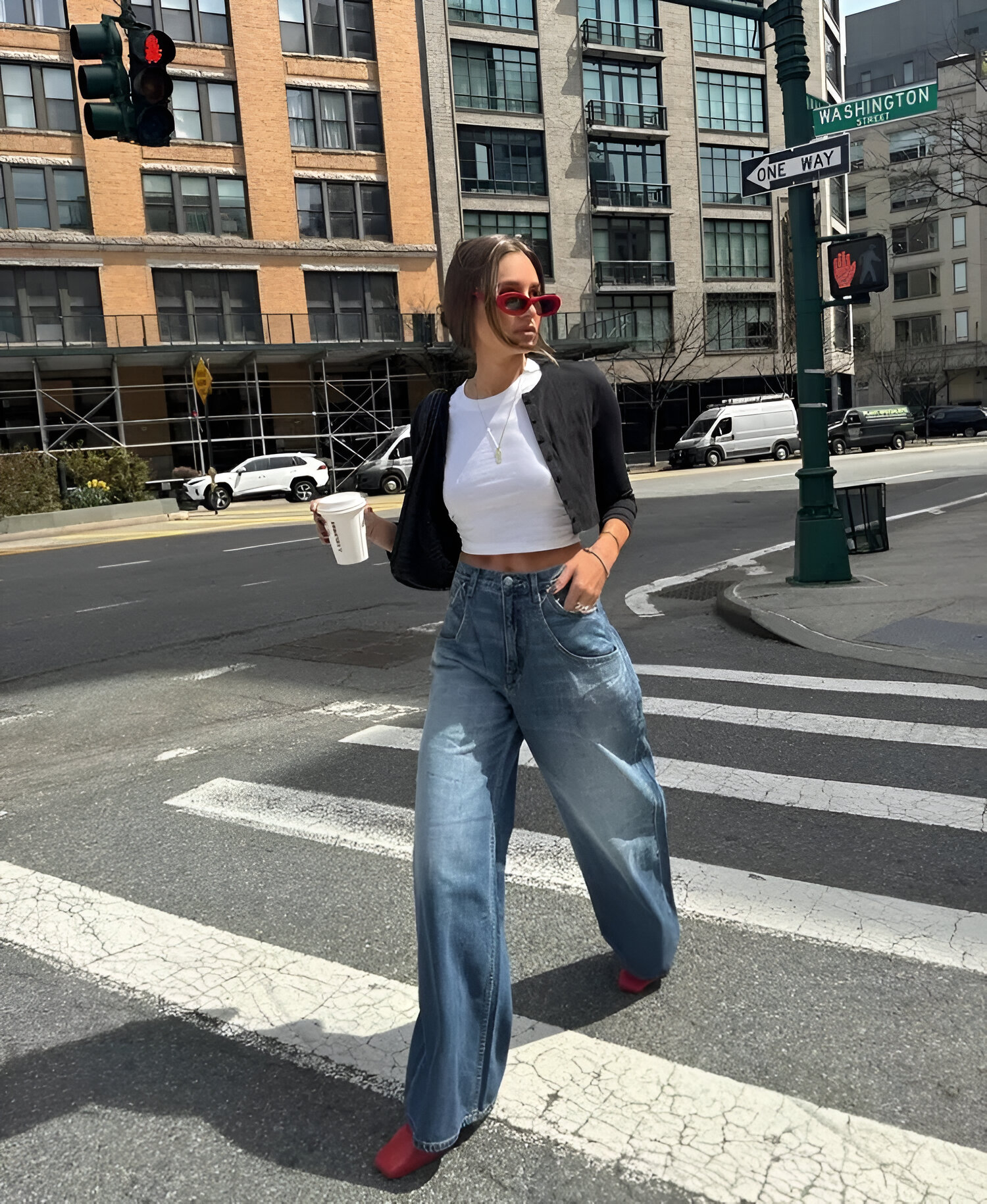 Cardigan + Jeans + Heels