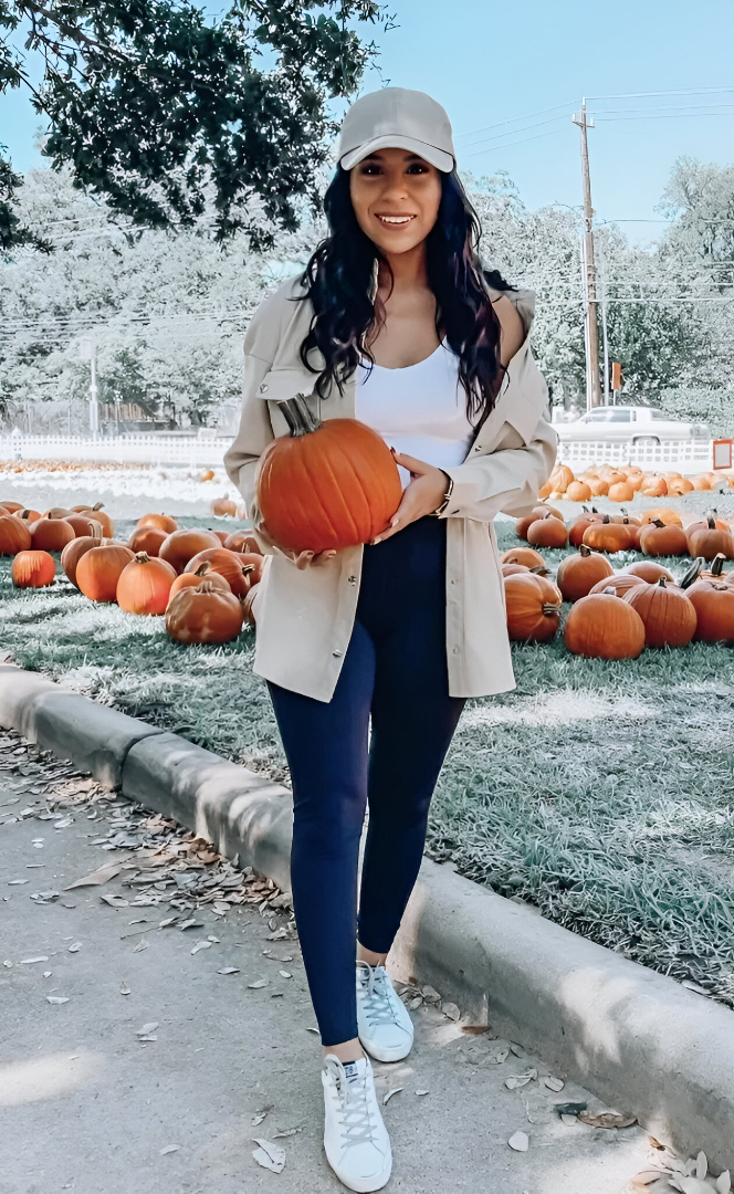White Tank Top + Beige Oversized Jacket