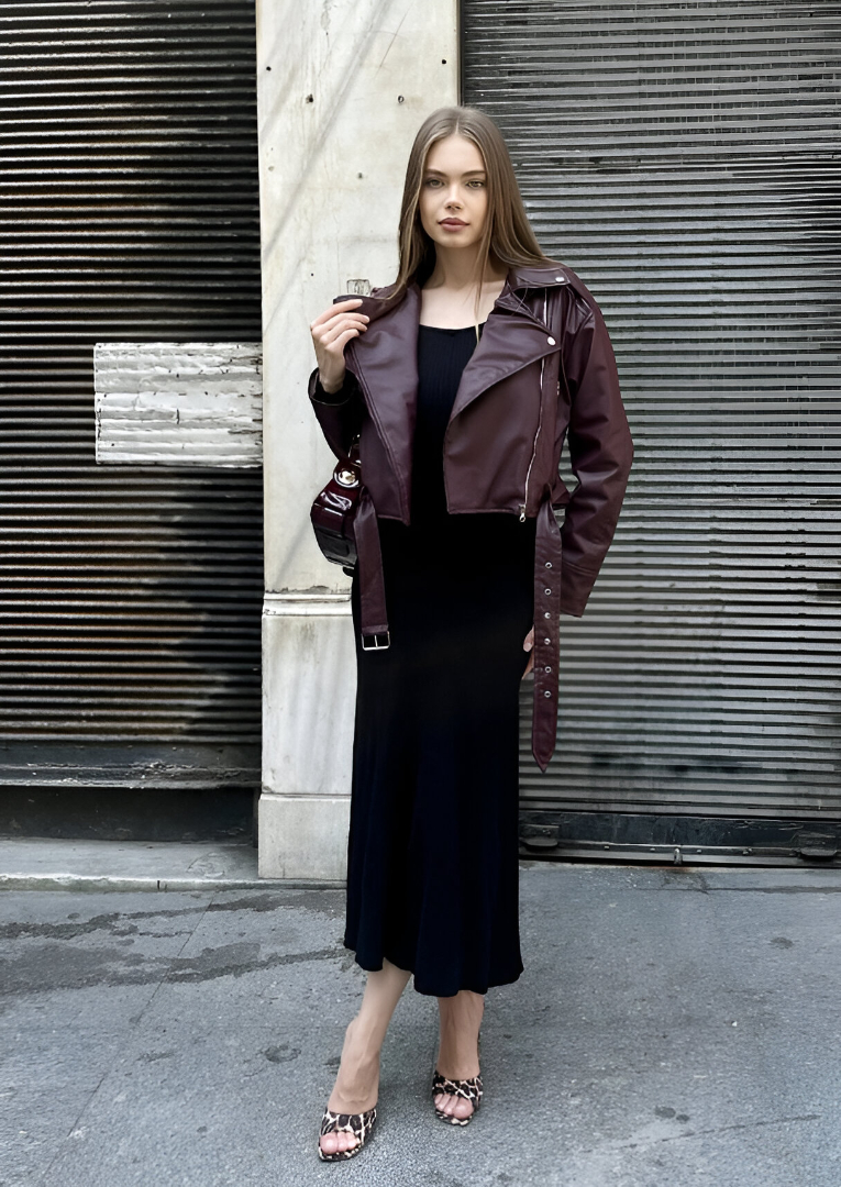 Burgundy Faux Leather Jacket