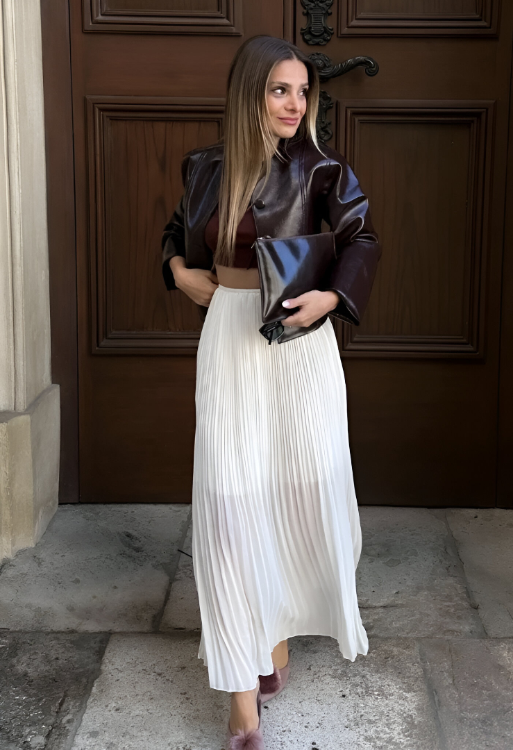 Brown Leather Cropped Jacket