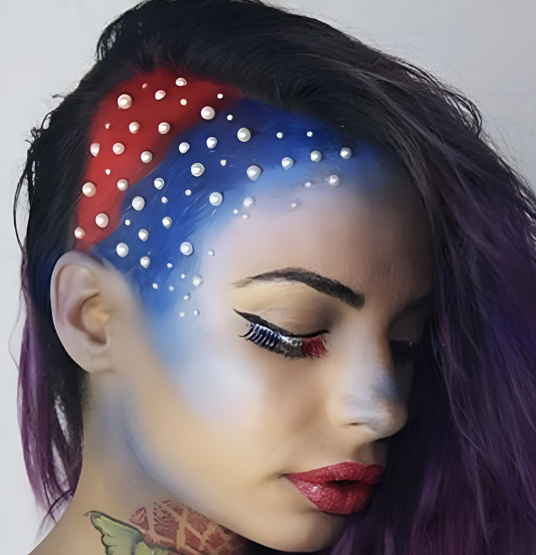 Vibrant Red, White, and Blue Side-Swept