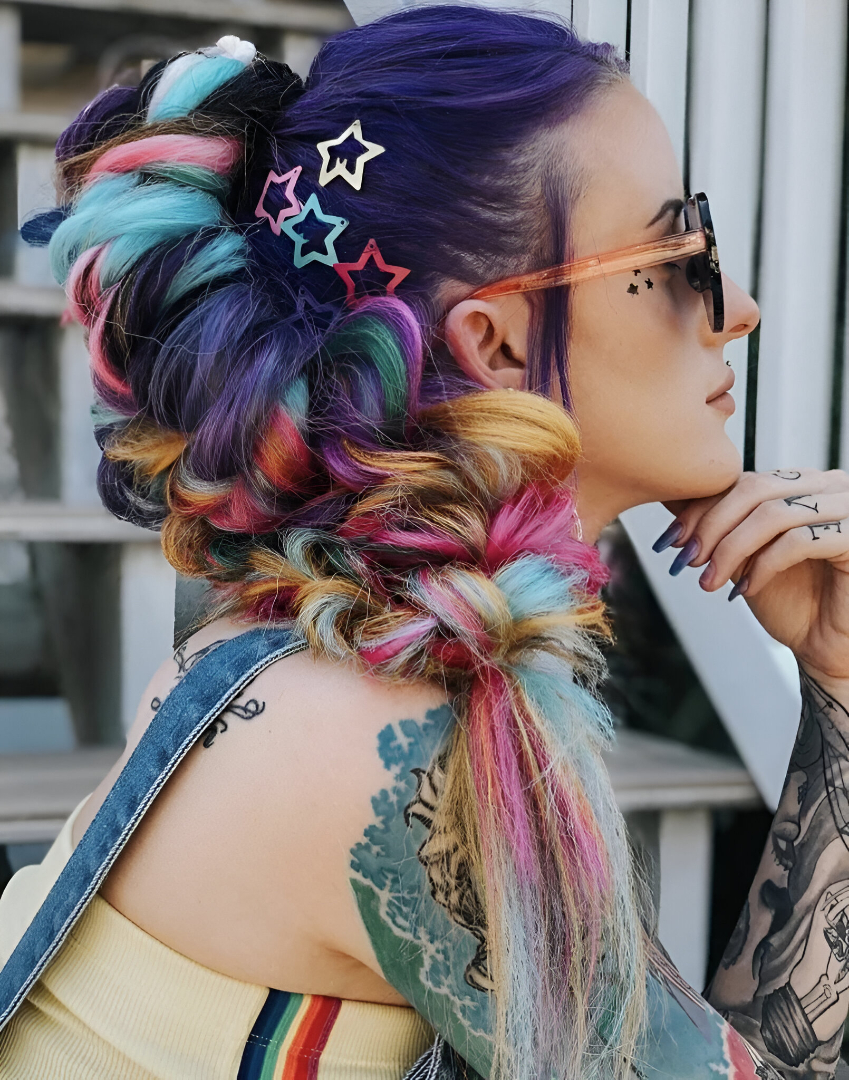 Vibrant Multi-Colored Twisted Updo