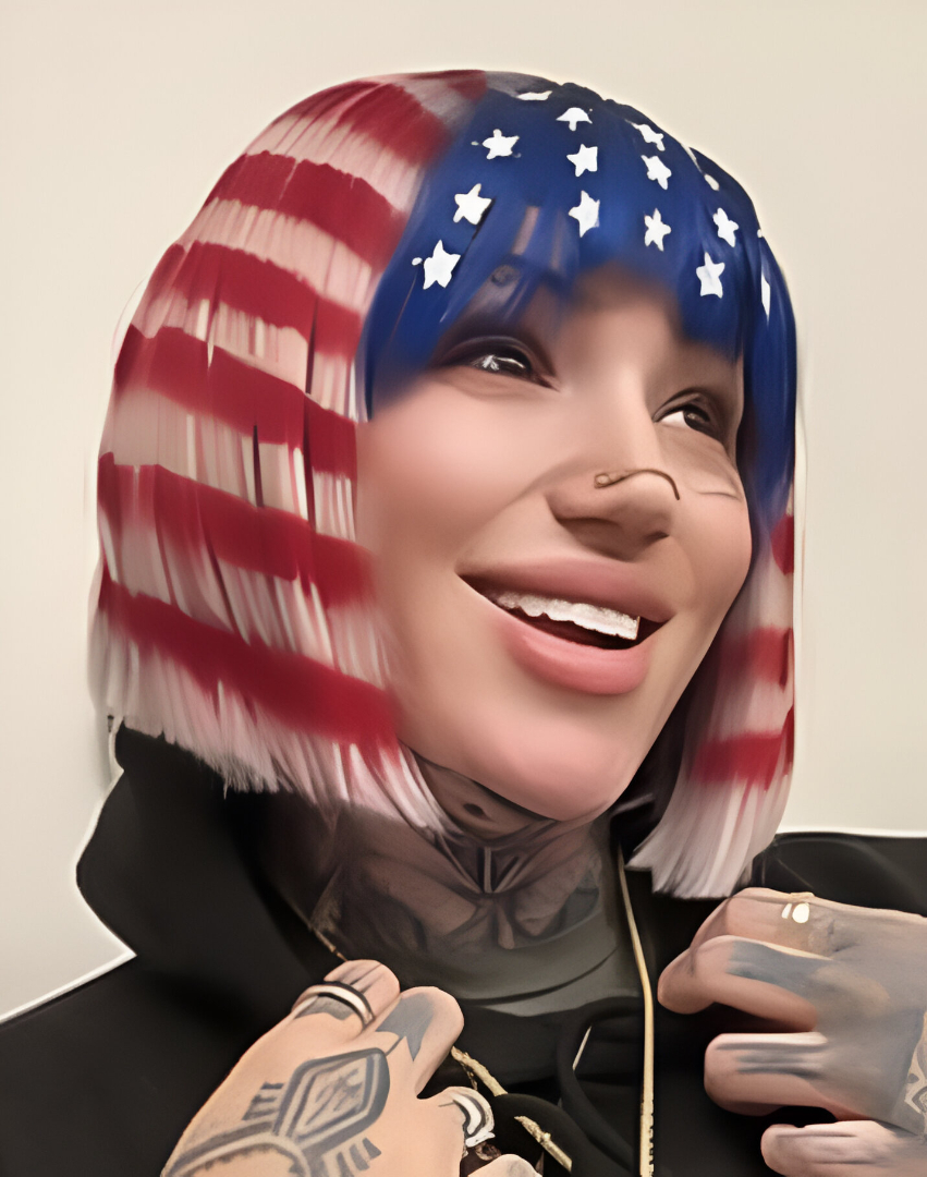 Bold and Festive Bob with Red, White, and Blue Highlights